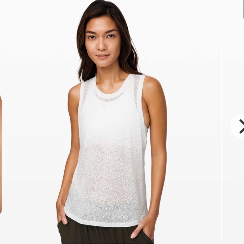 Lululemon Timeless Classic Tank White Athletic Sheer Sleeveless Shirt Racerback